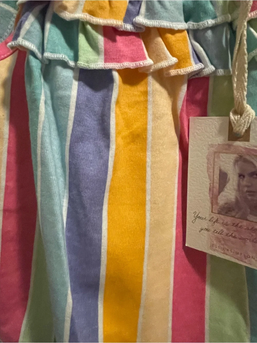 Jessica Simpson Girls 24M Rainbow Stripe Ruffle Top & Shorts Set NWT